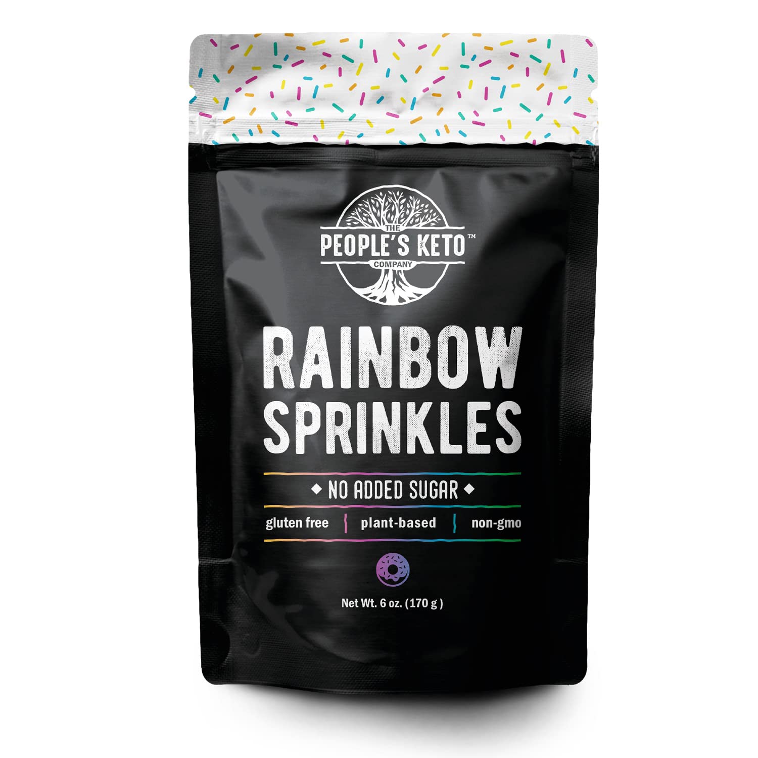 The Peoples Keto Company Keto Sprinkles, 6 oz, Dye Free, Non-GMO, Vegan, Gluten Free, Sugar Free, Multicolor