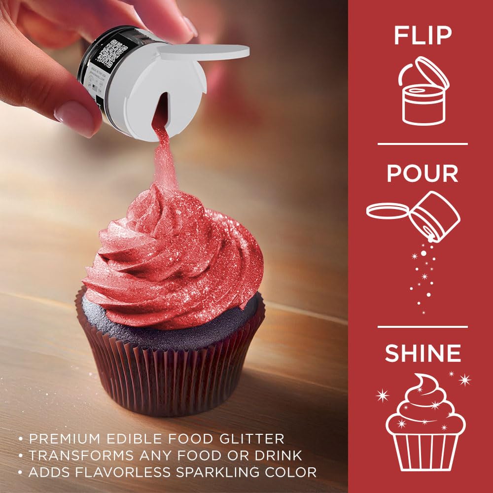 Bakell - Classic Red Tinker Dust (5G, 1X Jar) Edible Glitter For Food, Desserts, And Beverages!