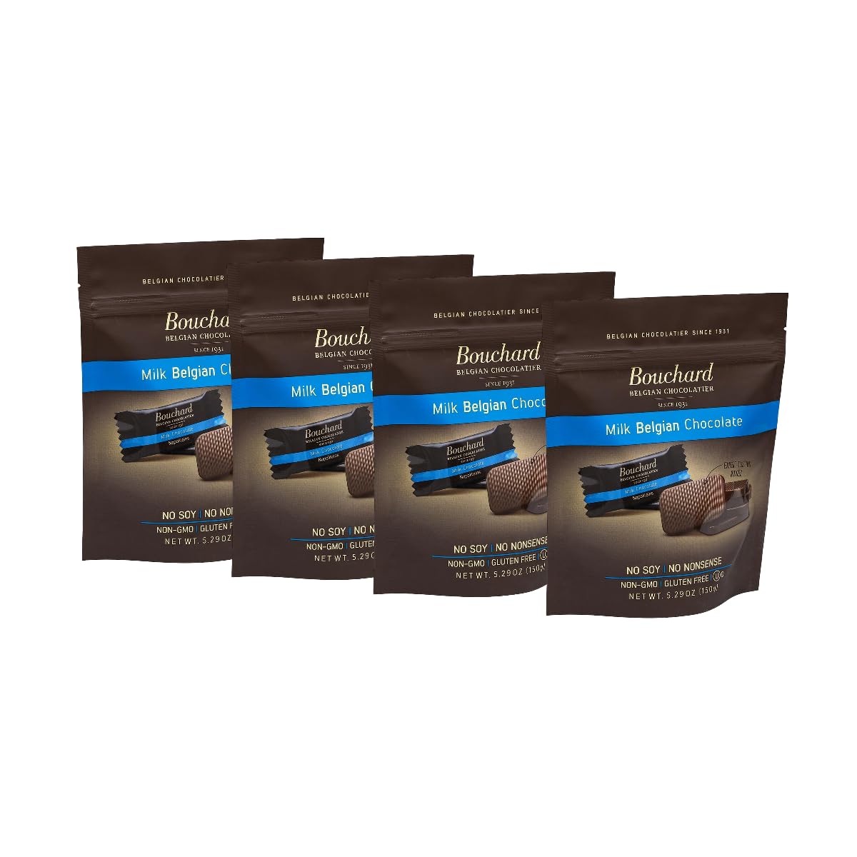Bouchard Belgian Milk Chocolate (5.29 Oz / 150G) (Pack Of 4)