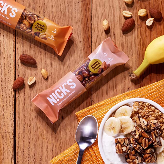 NICK S Almond Chocolate Snack Bar  Keto Nut Snack for Sports  Hiking  Gaming  Outdoor Activities  1G sugar  3G net carbs  healthy snack  (pack of 30)