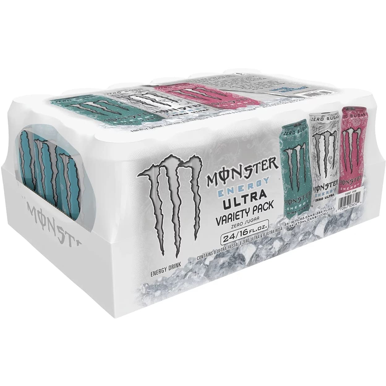 Monster Mix Energy Ultra Variety Pack, Zero Ultra, Fiesta & Rosa, 384 Fl Oz (24 Pack)