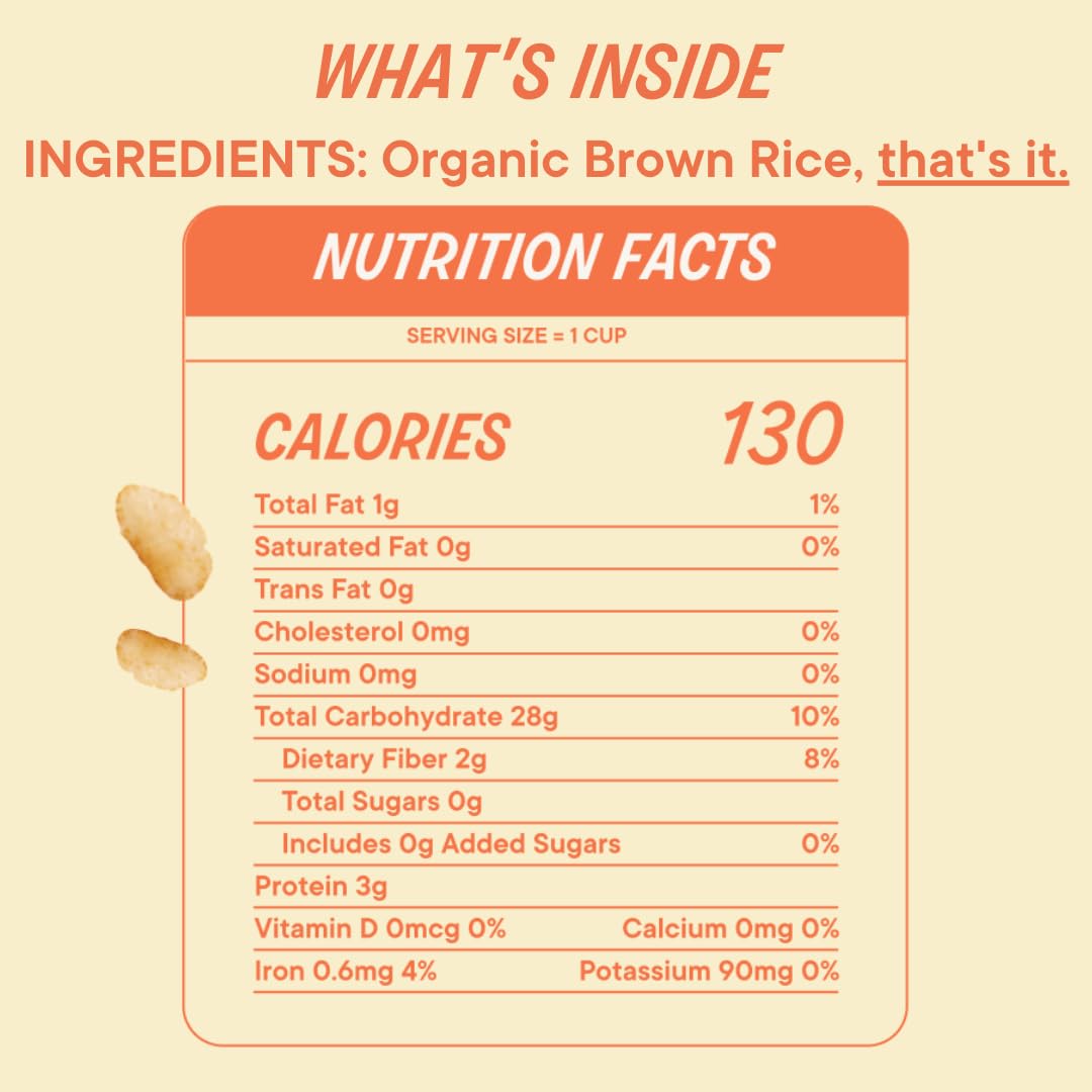 The Real Cereal Company, Organic Brown Rice Crisps Cereal 3-Pack, Zero Sugar, Gluten-Free, Non-Gmo, Made In California