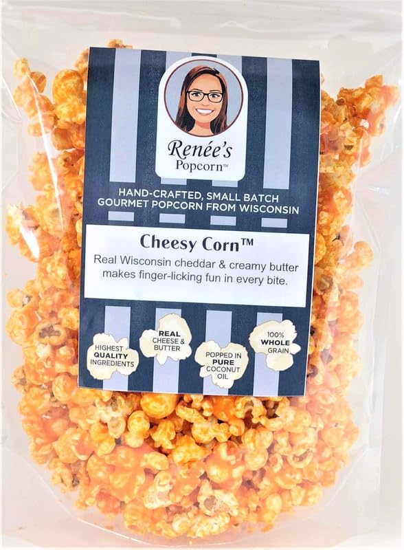 Ren  Es Cheesy Corn Gourmet Popcorn - Real Wisconsin Cheddar Cheese Is Smooth And Velvety Making For Delicious Cheesiest Fresh P