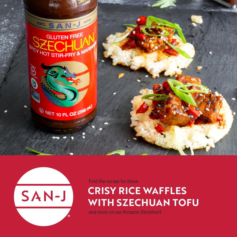 San-J Gluten Free Szechuan Cooking Sauce - Szechuan Sauce, Szechuan Dipping Sauce, Hot & Spicy Marinade & Stir Fry Sauce, Kosher