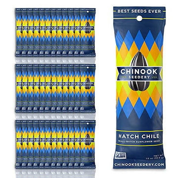 Chinook Seedery Roasted Jumbo Sunflower Seeds - Keto Snacks - Best For Snack Packs - Gluten Free, Non Gmo Snack Food Gifts - 1.5 Ounce (Pack Of 36) - Hatch Chile Flavor