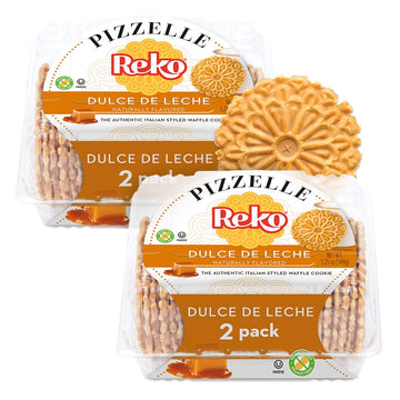 Reko Pizzelle Authentic Italian Style Waffle Cookie, Dulce De Leche, 5.25 Ounce (Pack Of 2)