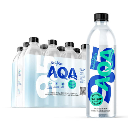 Talking Rain AQA Alkaline Ionized Bottled Water, 9.5 pH, with Electrolytes and Minerals Added for Taste, 20 fl oz Bottle (Pack o