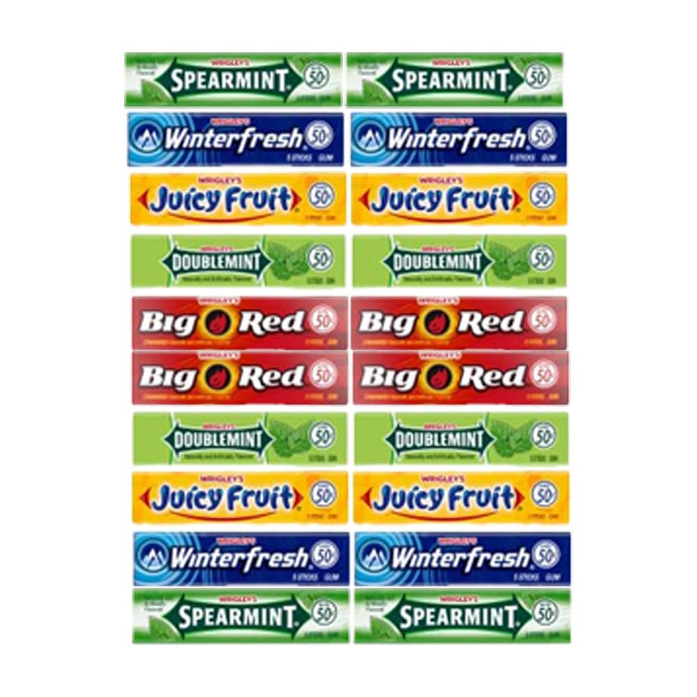 Wrigley'S Chewing Gum Assortment 40 Packs - 8 Packs Of Each (5 Flavors) Doublemint, Spearmint, Juicy Fruit, Big Red, Winterfresh