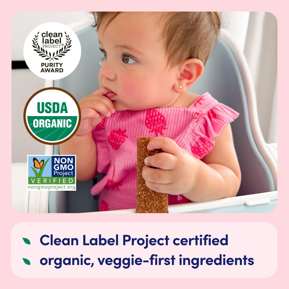 Cerebelly Toddler Snack Bars - Organic Carrot Date Smart Bars (Pack Of 5), Healthy & Organic Whole Grain Bars With Veggies & Fru