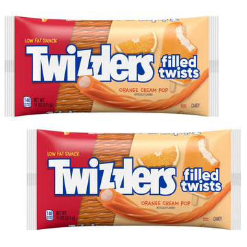 Orange Cream Pop Flavored Filled Twists, 11 Ounce Bag (2 Pack), Licorice Candy, The Hampton Candy Company