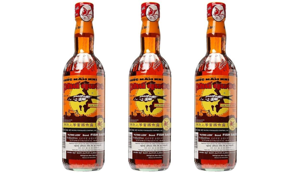 3 Packs - Phu Quoc Flying Lion Fish Sauce - Nuoc Mam Phu Quoc Su Tu Bay - 682ml