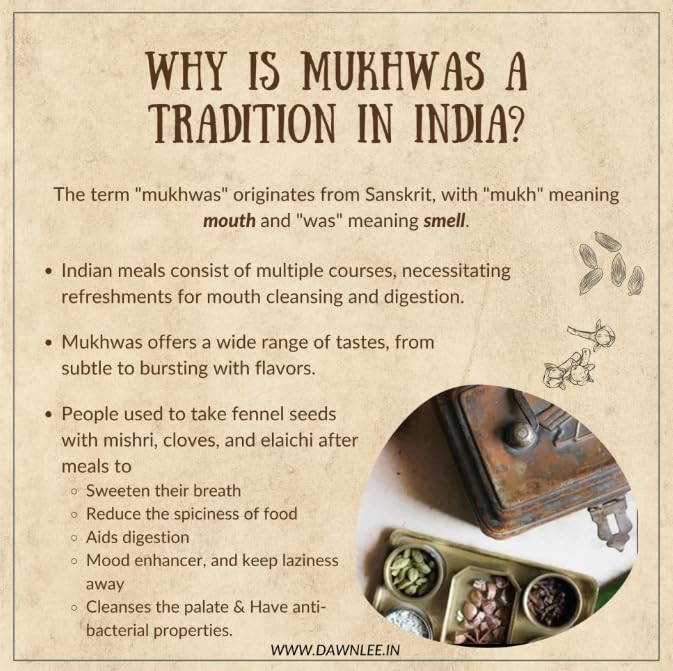 Dawn Lee Sweet Crunchy Mouth Freshener Mukhwas Digestive And Mood Enhancer Low-Calorie Fat   From Spicy Food Induced Stomach Irritation- 75 Gram