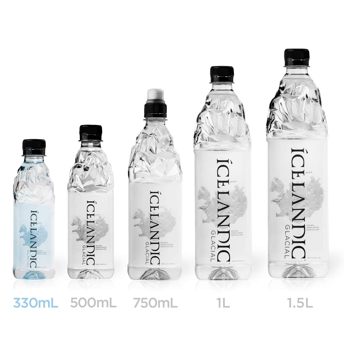 Icelandic Glacial Natural Spring Water, Unflavored, 330 ml / 11.1 Fl Oz, Pack of 24