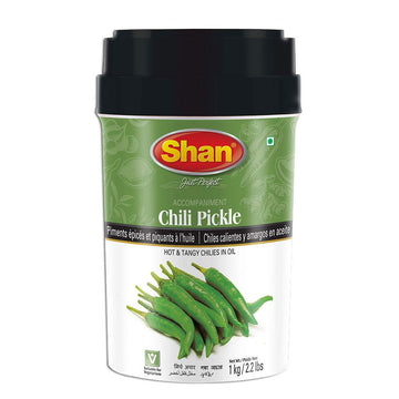 Shan Chili Pickle - Hot and Tangy Chilies in Oil - 35.27 oz (1000g) - Vegetarian - Airtight Pet Jar