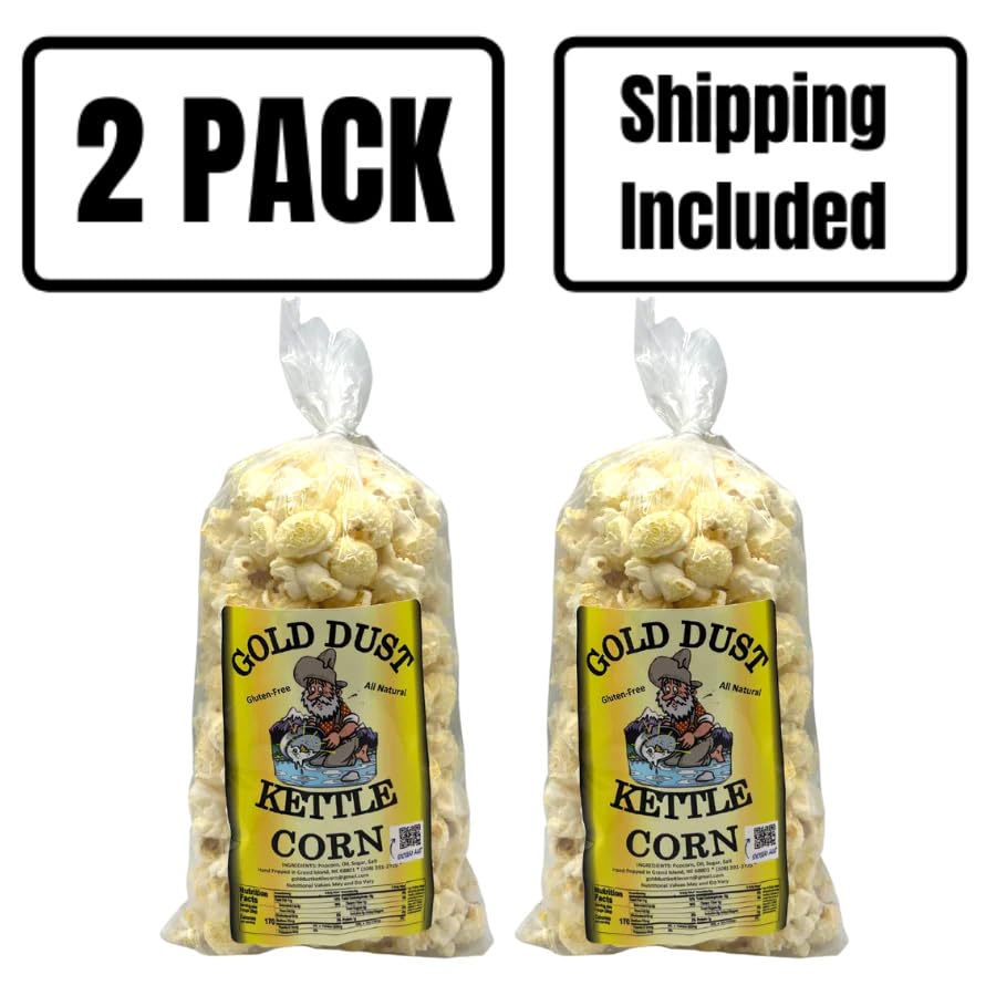 Gold Dust Kettle Corn | Kettle Corn | Sweet And Salty | Non Gmo | Fresh Popped Popcorn | Kettle Popcorn | Made In Nebraska | 2.5