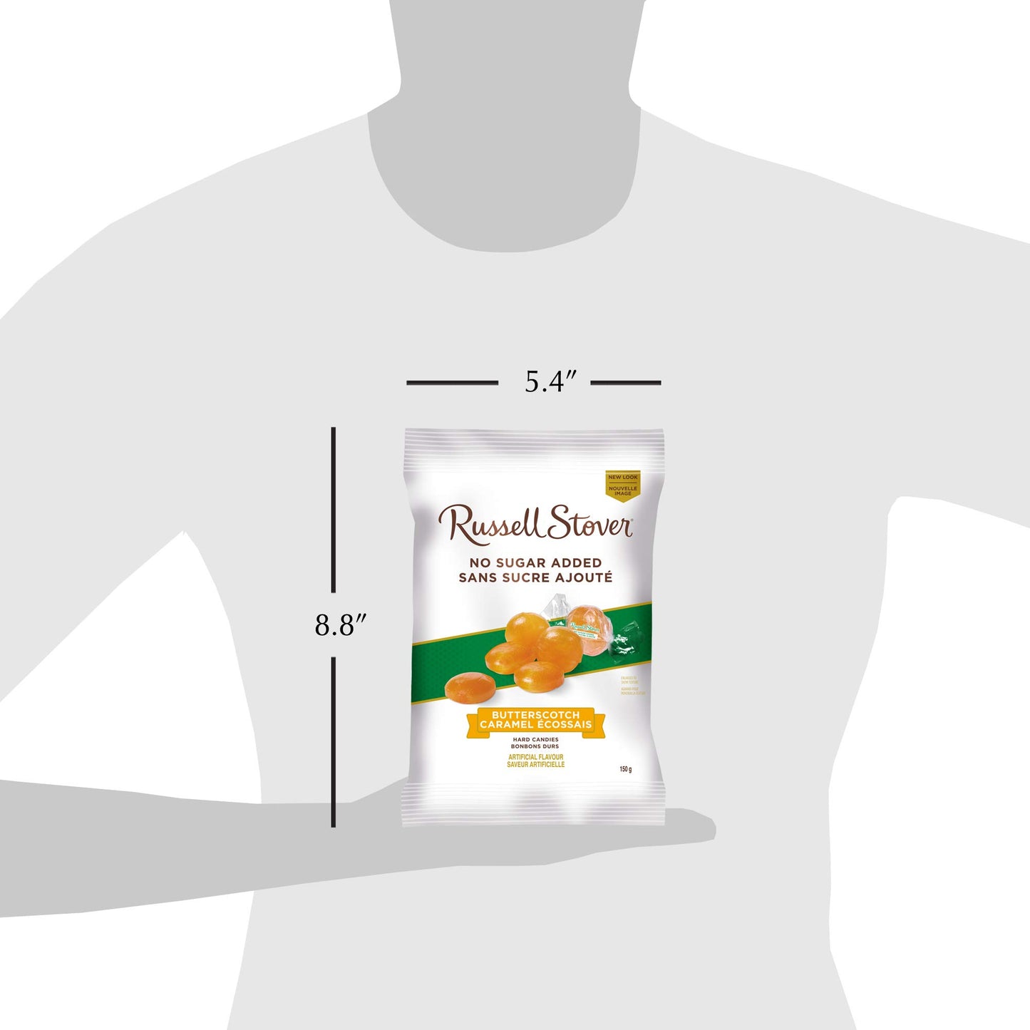 Russell Stover, Butterscotch No Sugar Added Hard Candies, Bag, 150G/5.3Oz., (Imported From Canada)