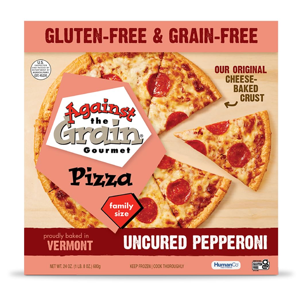 Against the Grain Gluten-Free Pepperoni Original Crust Pizza, No Grains, Seed Oils, Preservatives, or Gums, Frozen, Family Size 