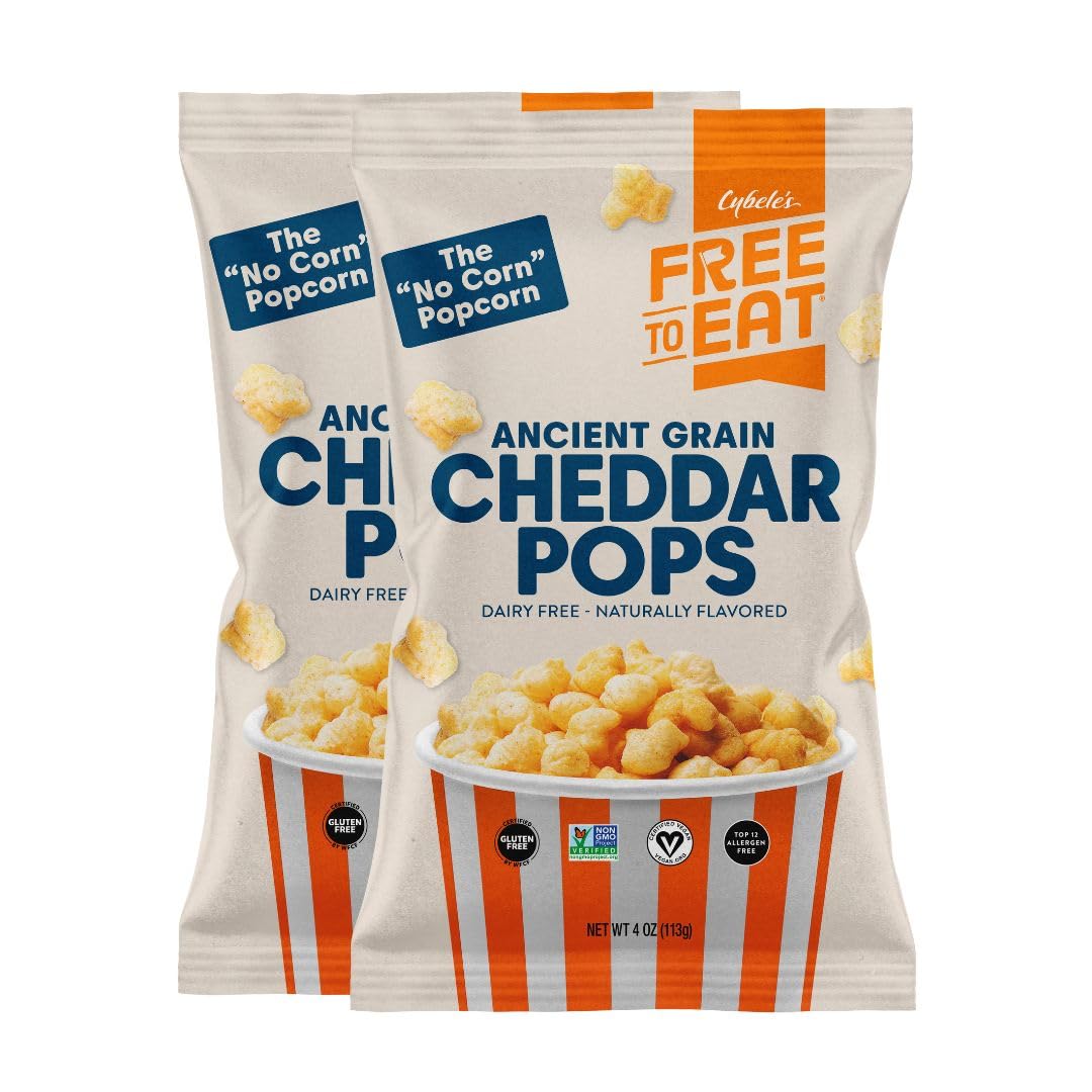 Cybele's Free-to-Eat Ancient Grain Pops - Healthy Snacks, All Natural, Gluten-Free, Vegan, No Preservatives or Additives (Chedda