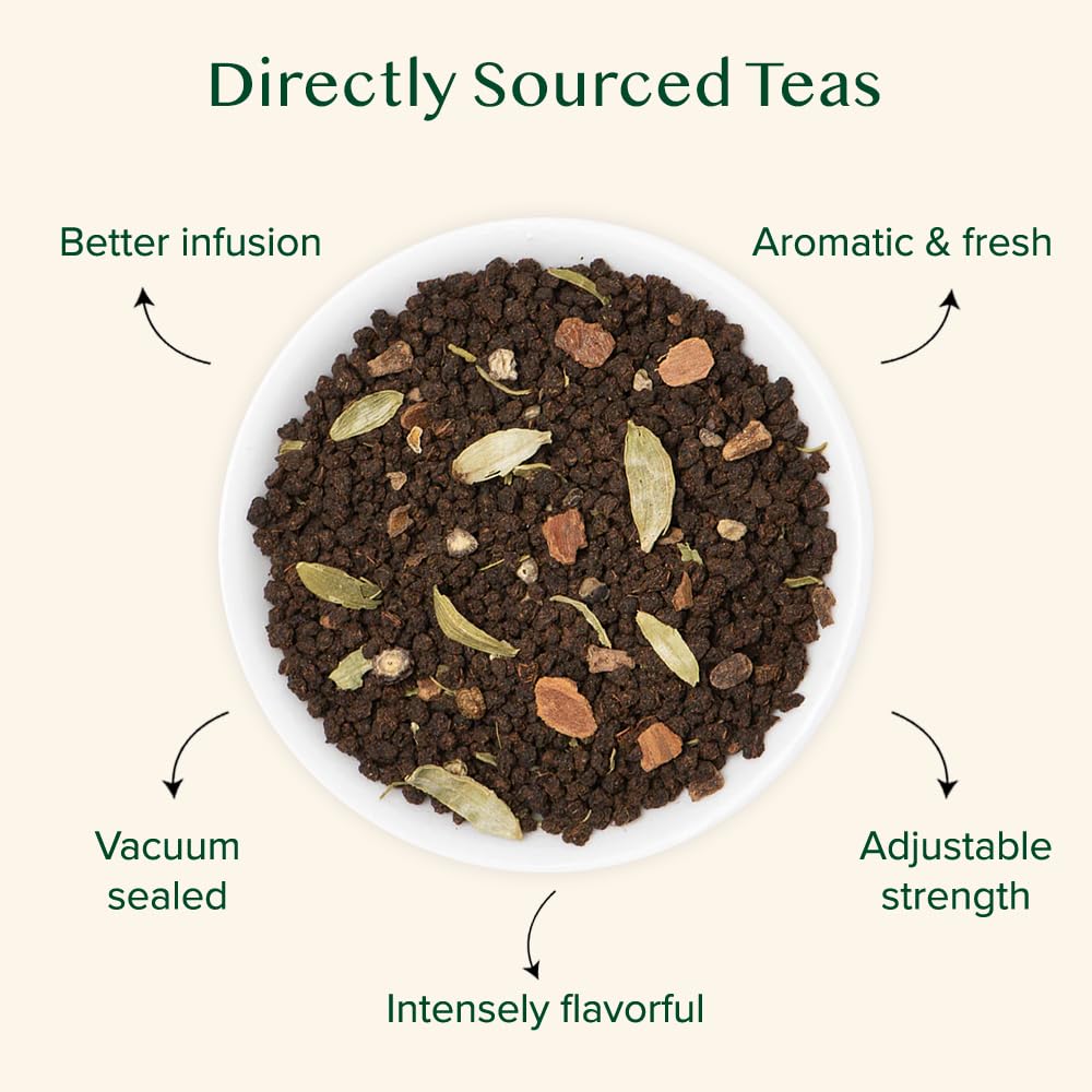 VAHDAM Earl Grey Masala Chai Tea - High Caffeine, Non GMO, Gluten Free, 3.53 oz, Vacuum Sealed Pack (50 Cups)