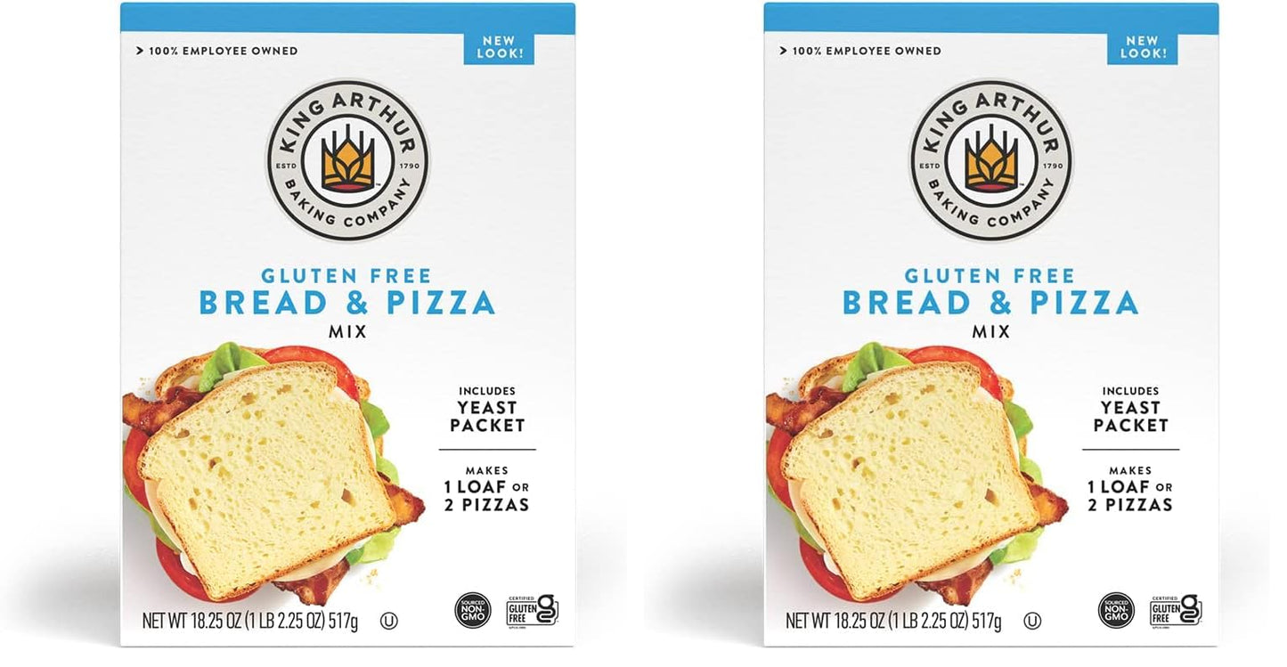 King Arthur, Gluten-Free Bread and Pizza Mix, Gluten-Free, Non-GMO Project Verified, Certified Kosher, 18.25 Ounces (Pack of 2)
