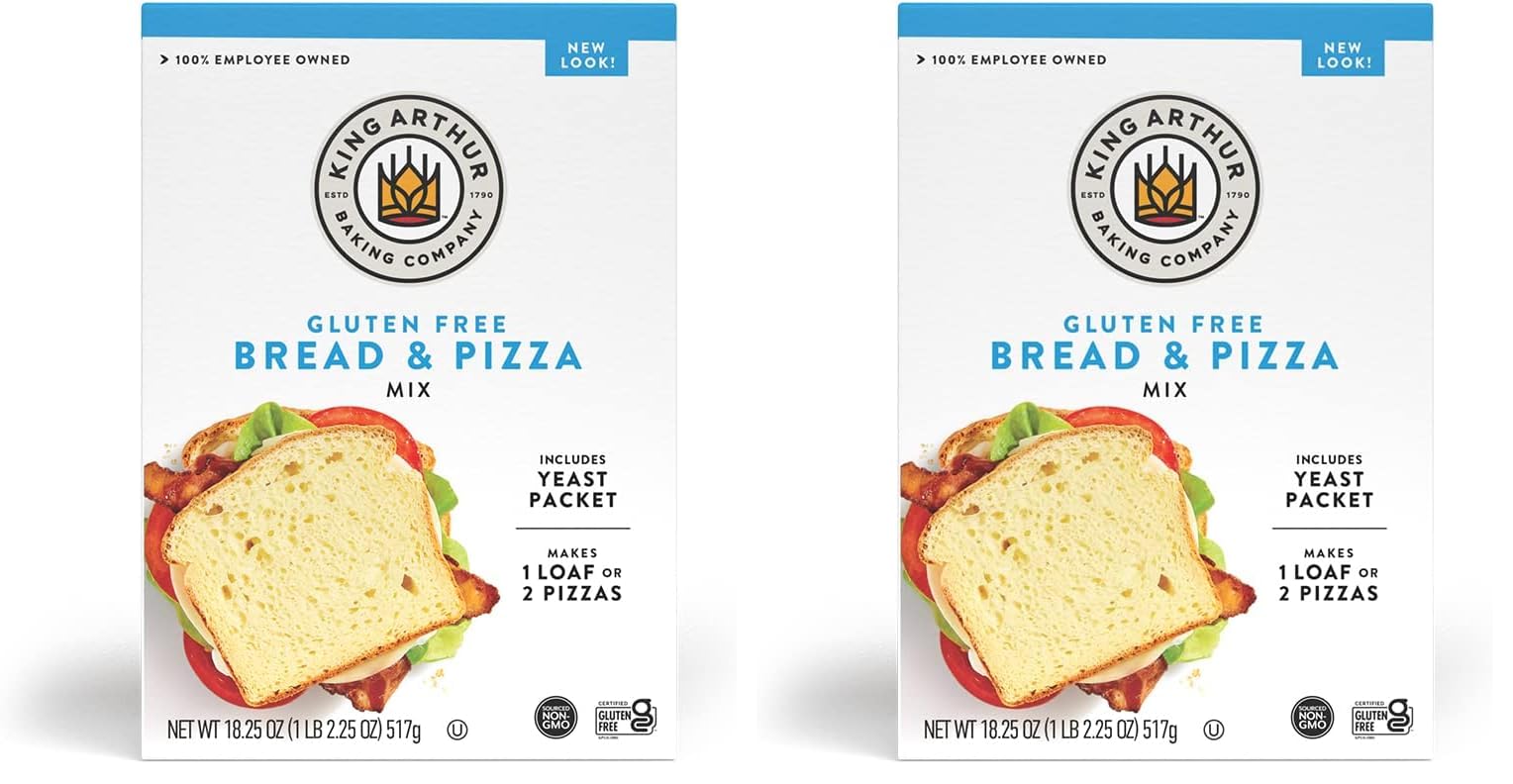 King Arthur, Gluten-Free Bread and Pizza Mix, Gluten-Free, Non-GMO Project Verified, Certified Kosher, 18.25 Ounces (Pack of 2)