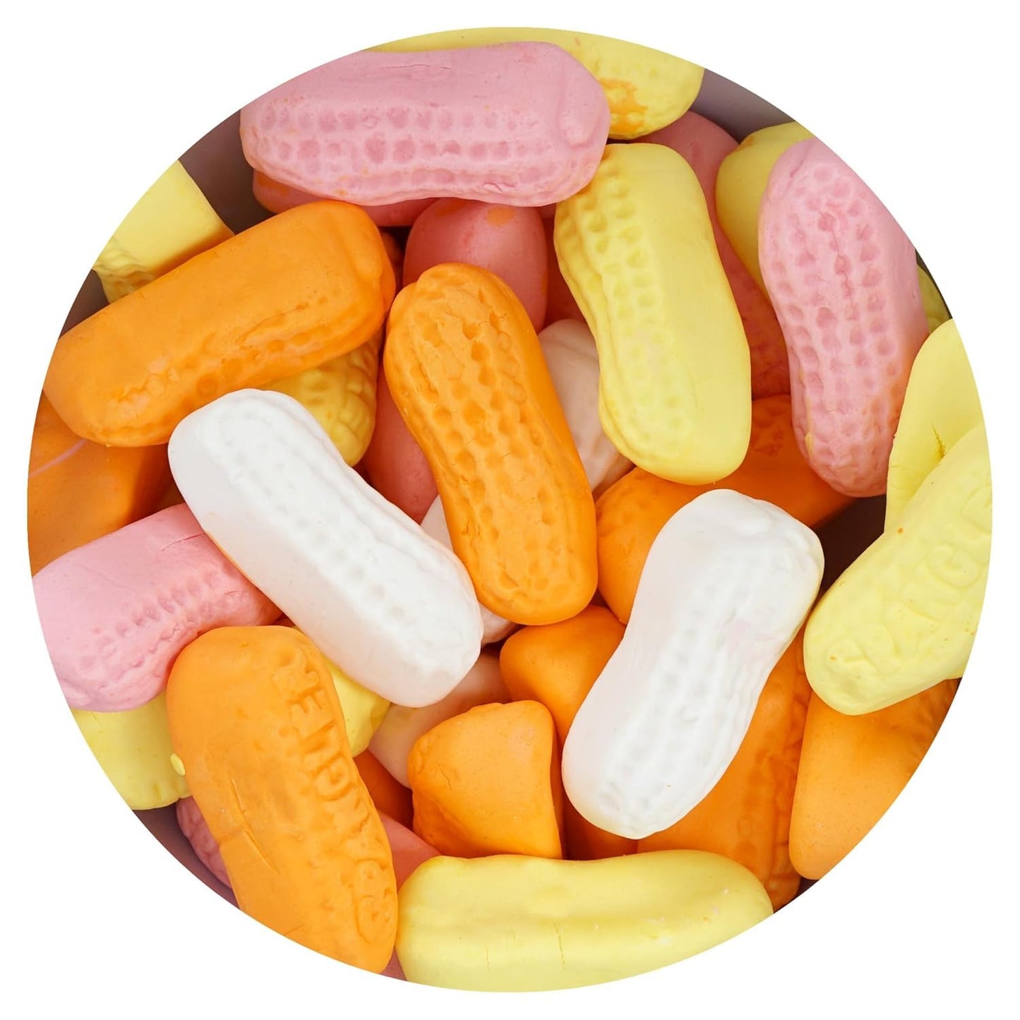 Sarahs Candy Factory 2.5 Lbs Assorted Circus Peanuts Marshmallow | Spangler Retro Candy in Jar, 40 Oz