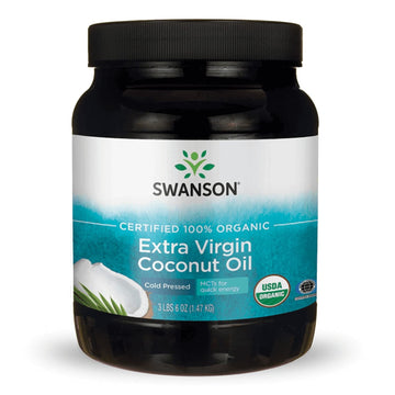 Swanson 100% Certified Organic Coconut Oil Cooking Baking Frying Beauty EFAs MCTs 3 lbs 6 Ounces (1.53 kg) Solid Oil (1 Pack)