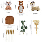 Forest Woodland Animal Cake Toppers Fox Bear Deer Flower Cake Decorations For Oh Baby Woodland Themed Birthday Party (Leaves)