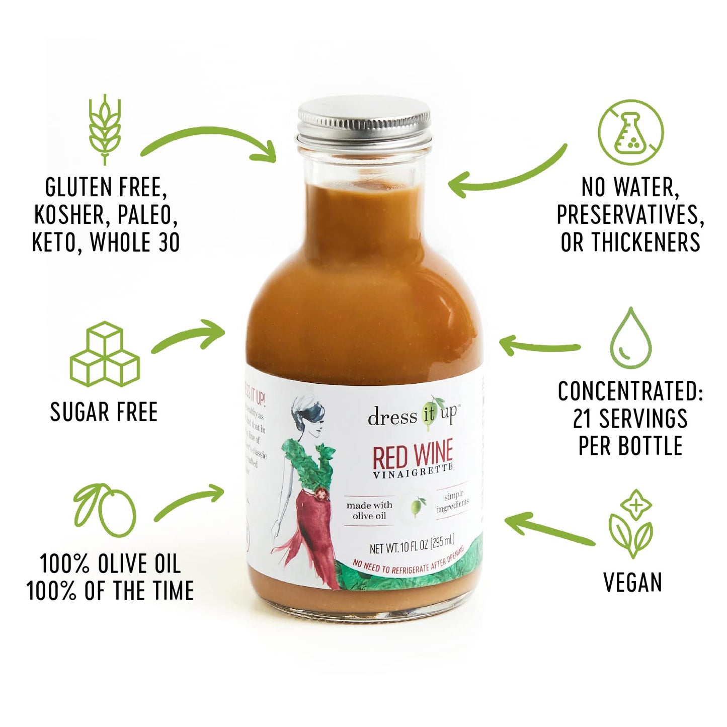 Dress It Up Dressing Red Wine Vinaigrette Salad Dressing, 10 Fl Oz, Pack of 1, Model 0851887004267