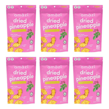 Amzi Foods | Dried Pineapple - Moringa Hibiscus (6 Pack) | All Natural Snacks | No Sugar Added Dried Pineapple | Dehydrated Frui