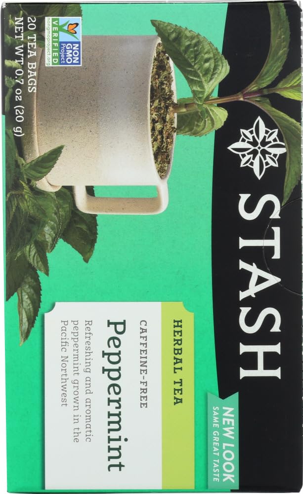 Stash Herbal Peppermint Tea, 20 Bags, Caffeine-Free, Natural Flavor