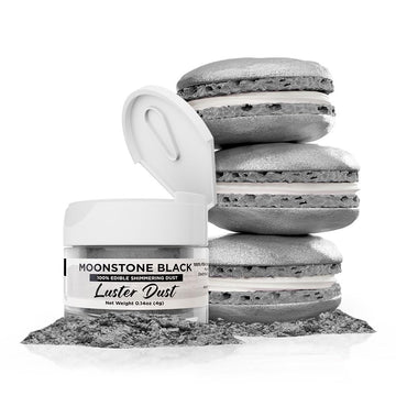 Luster Dust - Moonstone Black (4g 1x Jar) | Edible Vegan Dust & Paint for Cake Decorating, Ice Cream, Desserts, Cocktails and Be
