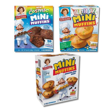 Mini Muffins Variety Pack, Cosmic, Strawberry Shortcake, Blueberry, Honey Bun, Birthday, Chocolate Chip 6 Pack