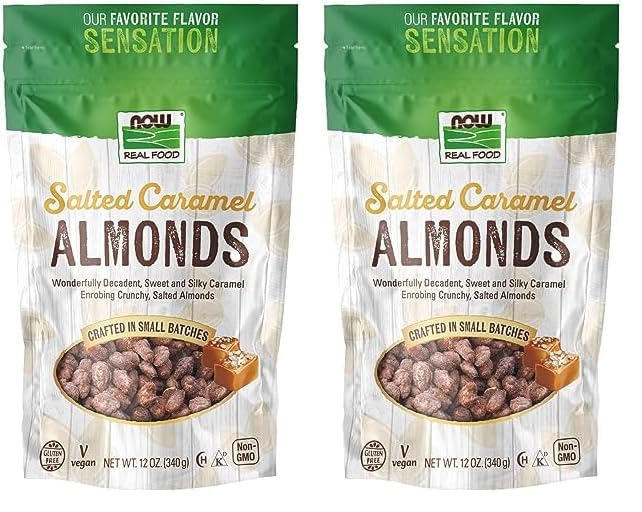 Now Foods, Salted Caramel Almonds, Dry Roasted, Crafted In Small Batches, 12-Ounce (340 G) (Pack Of 2)