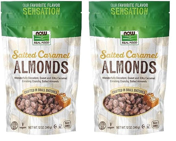 Now Foods, Salted Caramel Almonds, Dry Roasted, Crafted In Small Batches, 12-Ounce (340 G) (Pack Of 2)