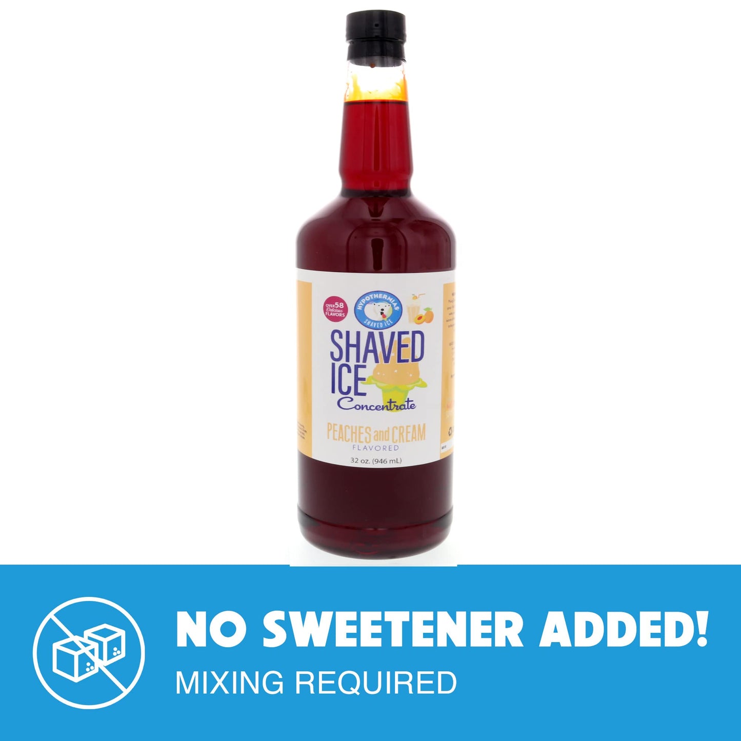 Peaches And Cream Shaved Ice And Snow Cone Flavor Concentrate Quart Size (32 Fl Oz)L8