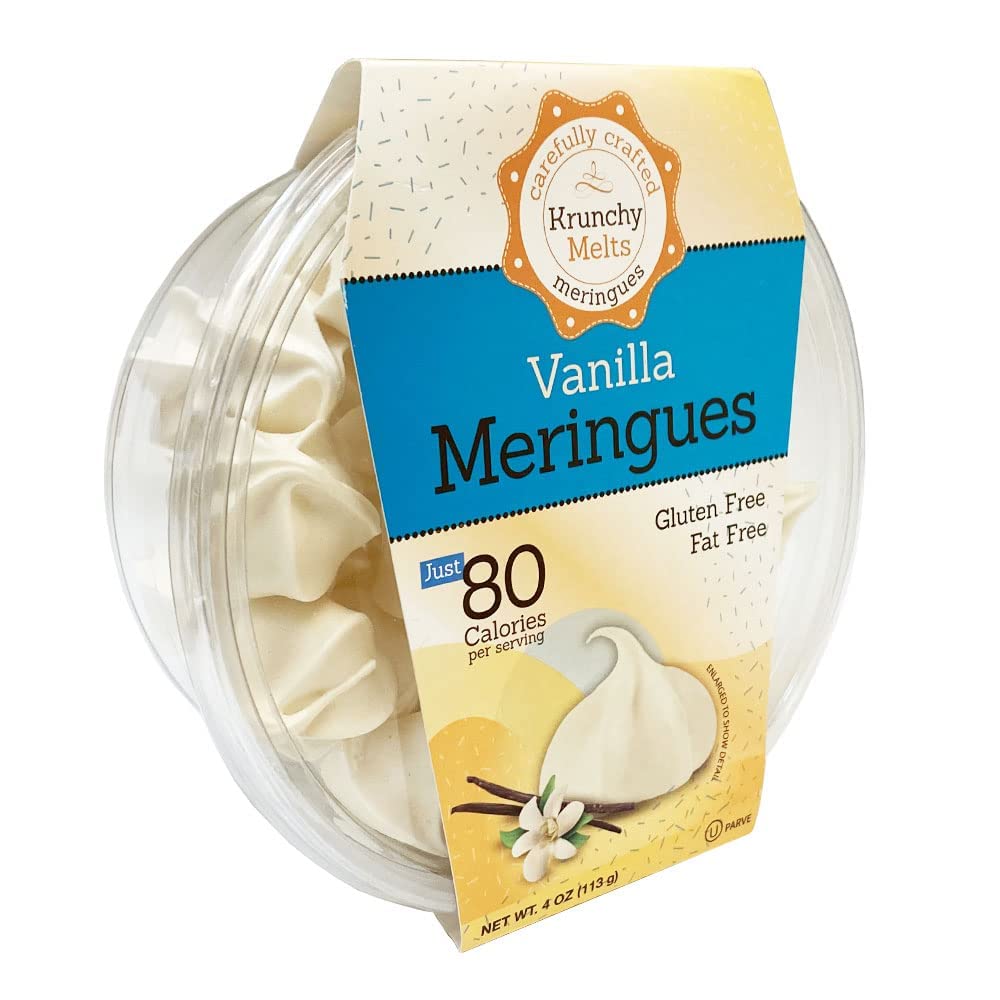 4 Pack Krunchy Melts Original Meringue Cookies | Vanilla Flavor 4-Pack | Only 80 Calories Per Serving | Fat Free, Gluten Free, D