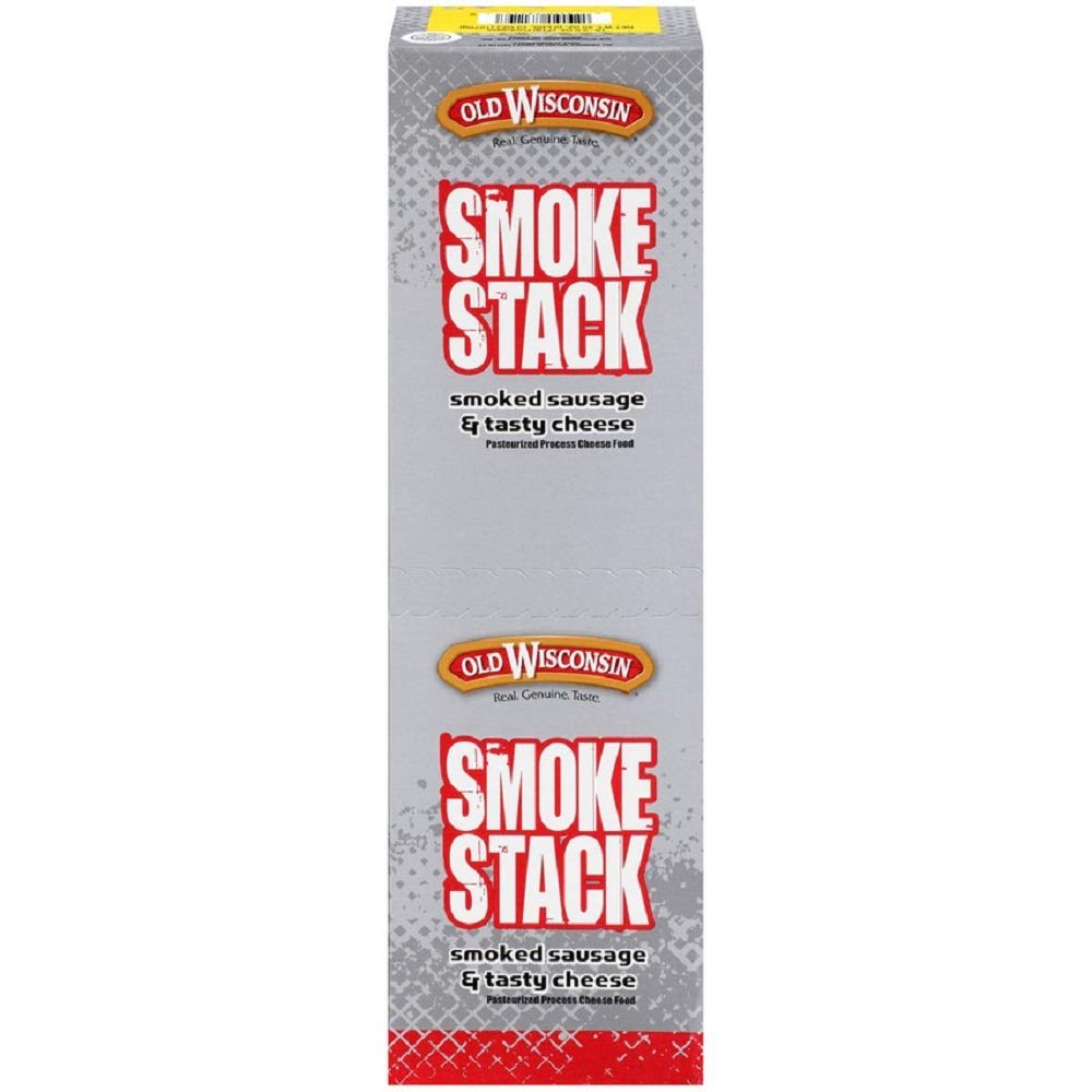 Old Wisconsin Smoke Stack Beef Sausage & Cheddar Cheese, 2.5 Ounce Sticks (Pack of 18)