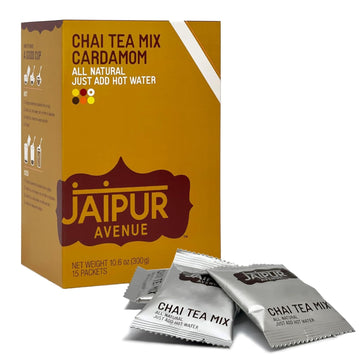 Jaipur Avenue Cardamom Chai Tea Mix Crafted with All-Natural Assam Black Tea, Cardamom, Cane Sugar, and Premium Dry Milk - Prese