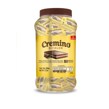 Cremino Bicolor Chocolate Jar | Hazelnut & Milk Chocolate Flavored Bars | Fine Taste | 50 Total Bars | 32 Ounce (Pack Of 1)
