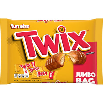 Twix Fun Size Caramel Cookie Halloween Chocolate Bars, 18.28 Oz Bulk Candy Jumbo Bag