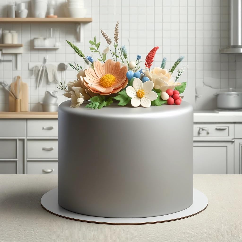 Dekozauber24 Fondant Icing, Ready to Roll, Vanilla Flavor, 8.8 oz, Silver