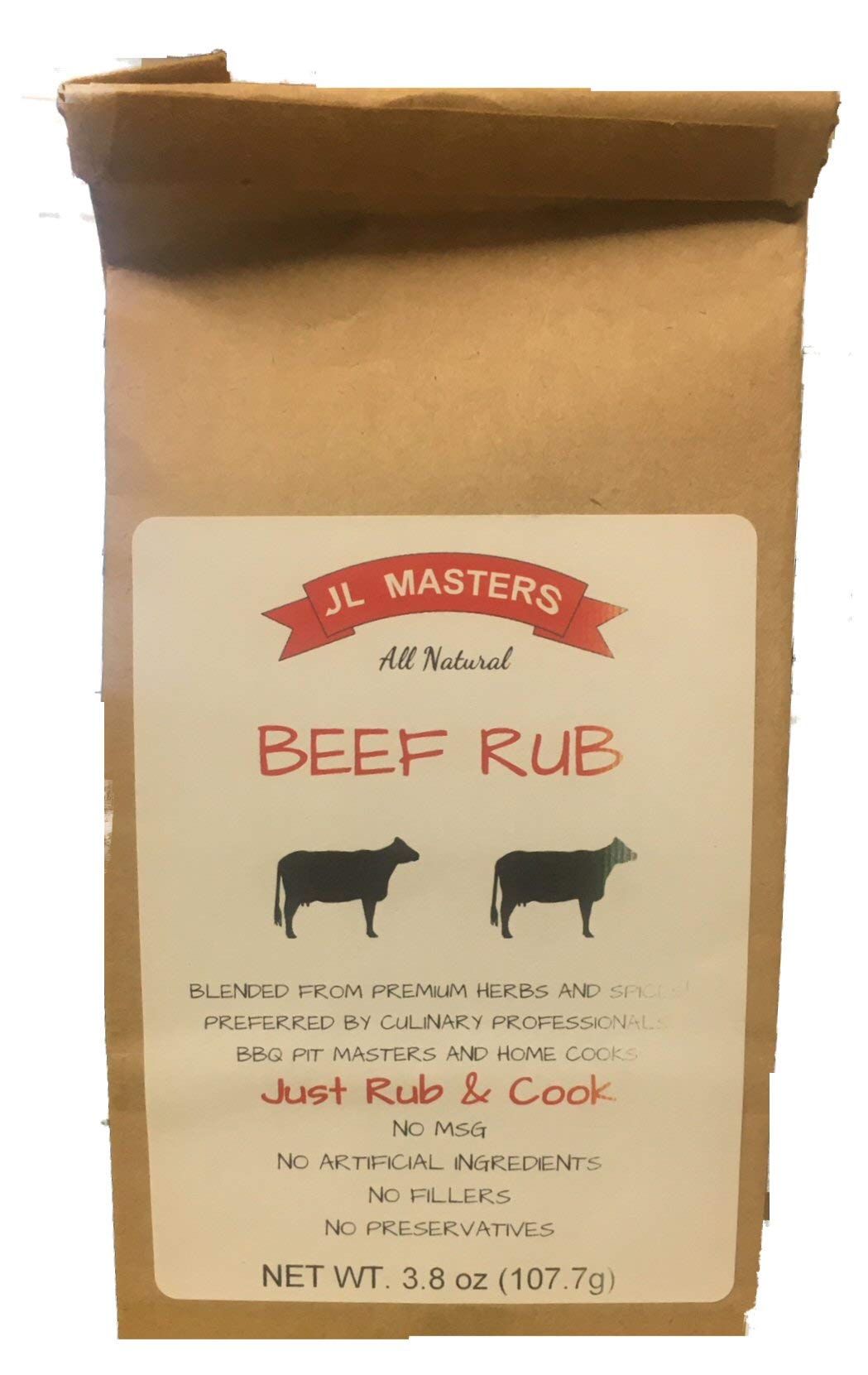 JL Masters All Natural Meat Rub for Beef - 3 Pack of 3.8oz - Flavorful Seasoning for Grilling and BBQ