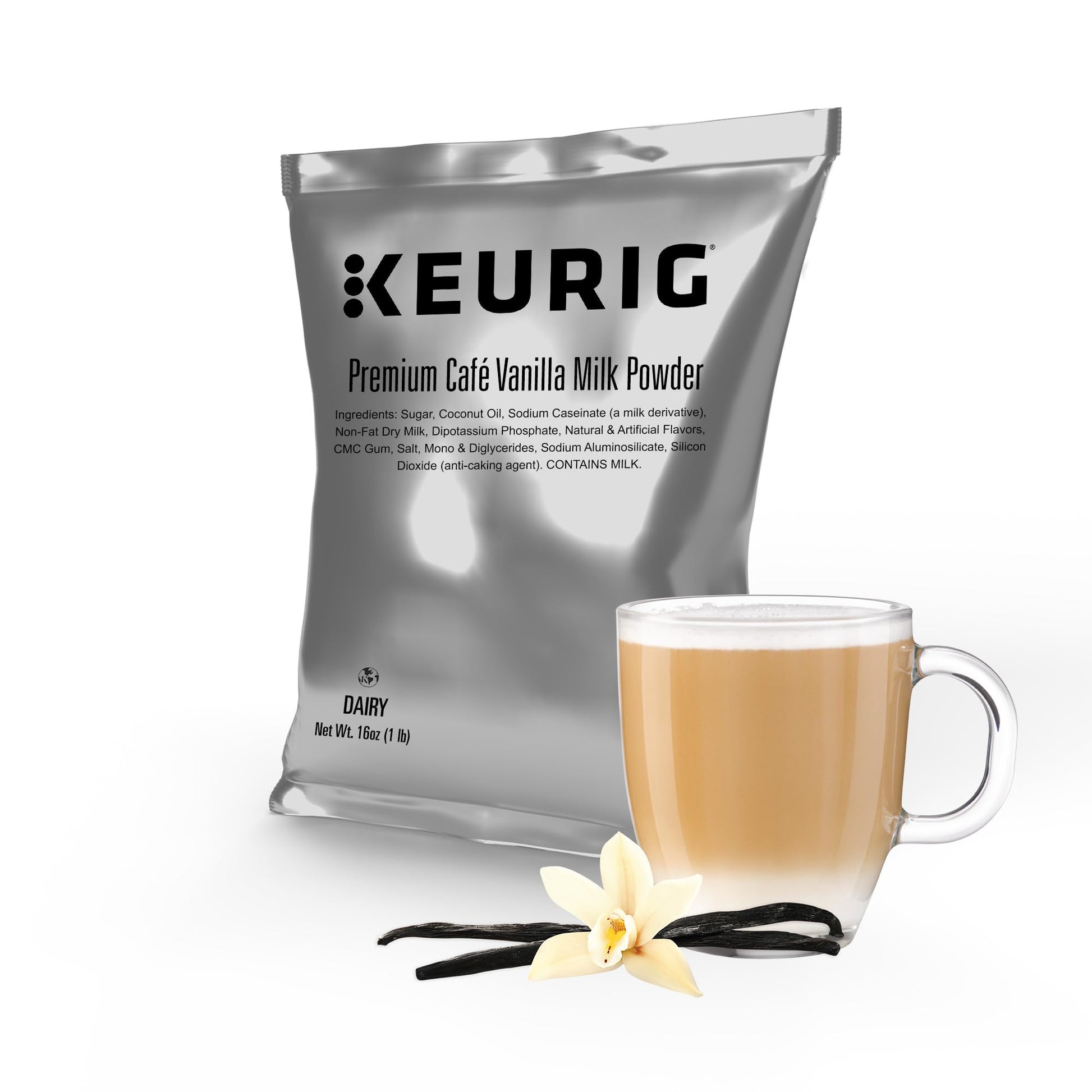 Keurig enhanced Caf? Vanilla Milk Powder  1lb Bag  Specialty Beverage Mix for Lattes & Cappuccinos  Makes about 30 Drinks  For Keurig Commercial malt-inspired  Contains Real Milk  12 Pack
