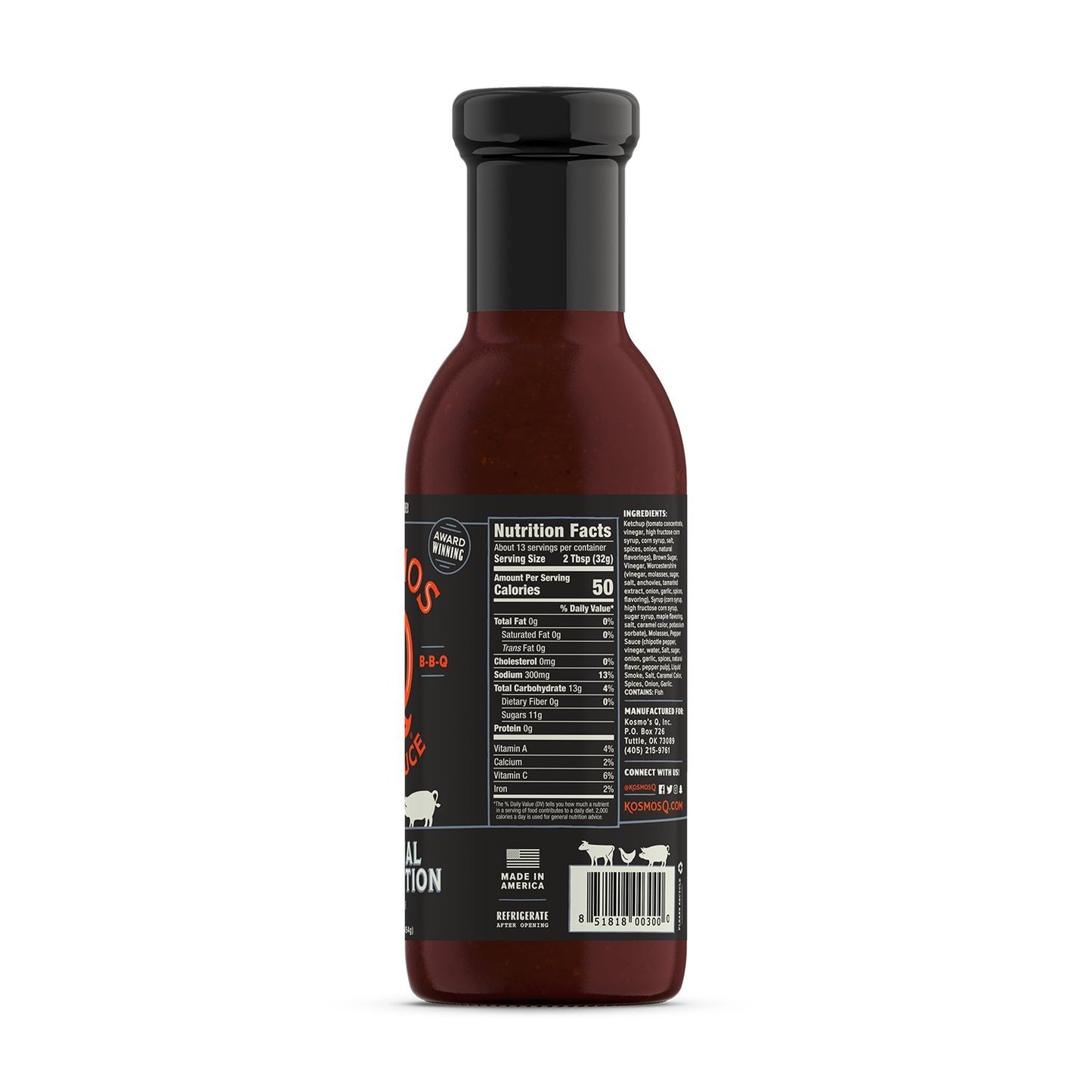 Kosmos Q Original Competition BBQ Sauce - 15.5 Oz Bottle for Award-Winning BBQ & Marinades - Thick Barbecue Sauce for Tender Mea