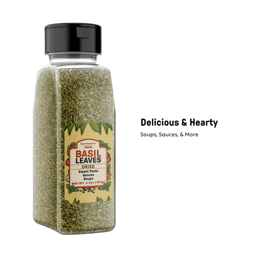 Unpretentious Basil Leaves, 6.4 Oz, Cut & Sifted, Sweet Flavor, Sauces & Soups