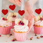 Looching Glitter Heart Cupcake Toppers, 50 PCS Red Food Picks for Wedding, Valentines Day, Birthday Party, Baby Shower