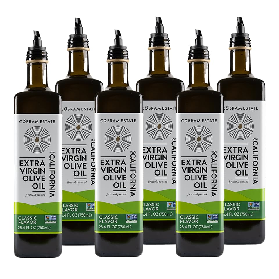 Cobram Estate Extra Virgin Olive Oil - First Cold Pressed, Non-GMO, Keto Friendly - 750 ml (Pack of 6)