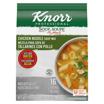 Knorr Professional Soup du Jour Chicken Noodle Soup Mix No added MSG, 0g Trans Fat per Serving, Just Add Water, 13.3 oz, Pack of