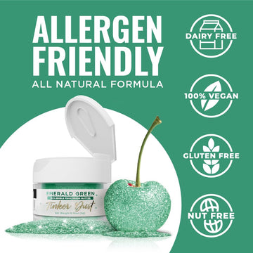 Bakell - Emerald Green Tinker Dust (5G, 1X Jar) Edible Glitter For Food, Desserts, And Beverages!